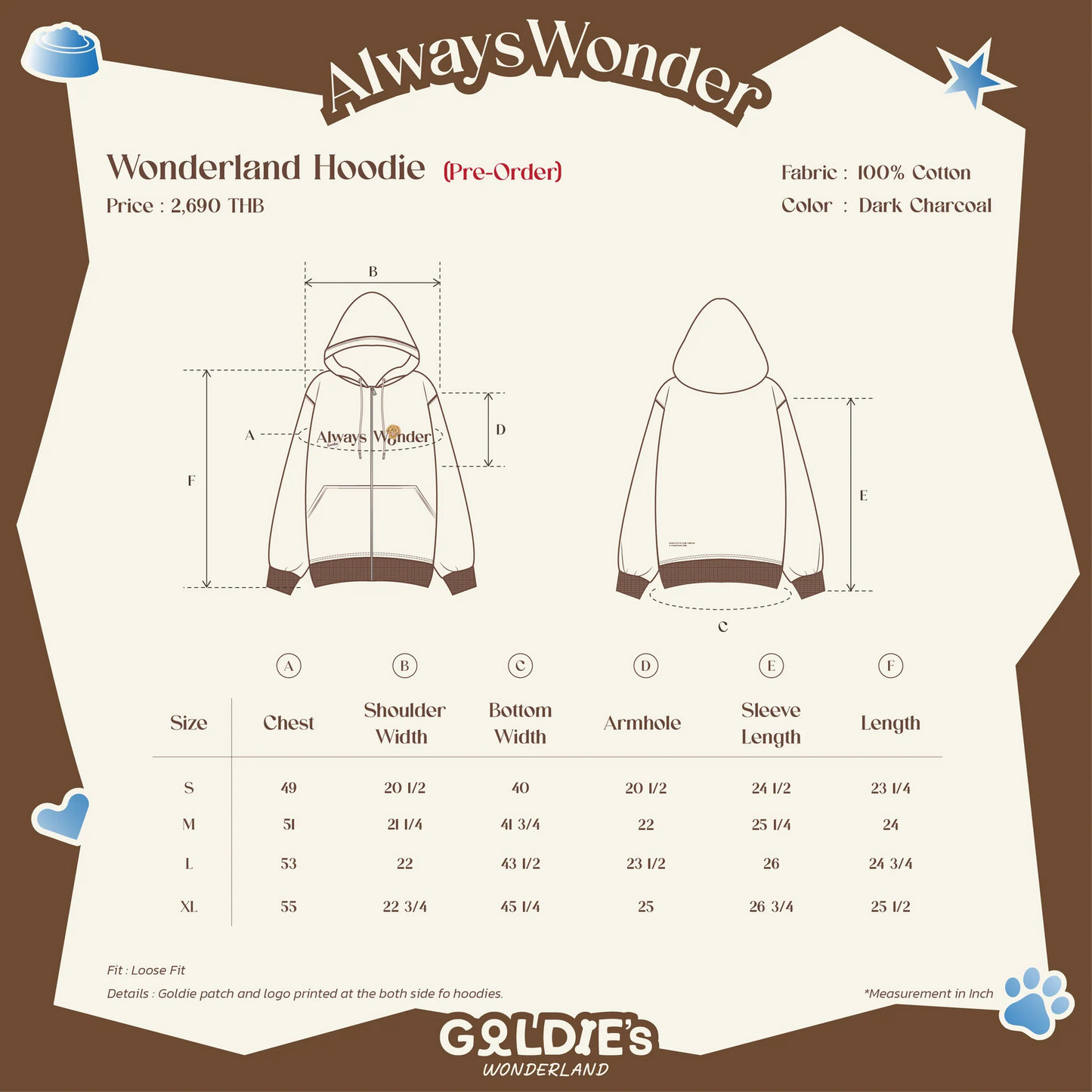 (Pre-order) Wonderland hoodie | Dark Charcoal